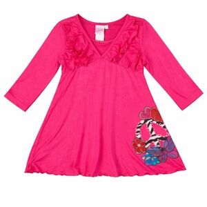 NEW sz 5 Little‎ Girls Lipstik Hot Pink Tunic Top w/Peace Applique